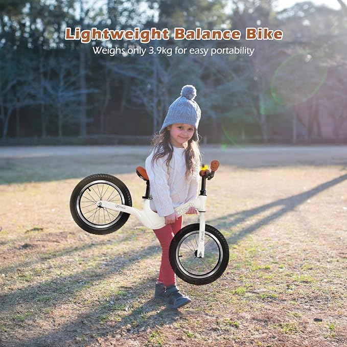 14" Kids Balance Bike for 3,4,5,6 Year Old Boys and Girls, Air Tires with Magnesium Alloy Frame, Lightweight No Pedal Toddler Training Bicycle-BubblyBeeBaby