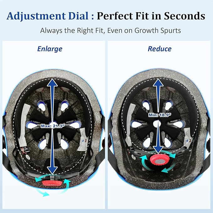 KAMUGO Kids Adjustable Helmet, with Sports Protective Gear Set Knee Elbow Wrist Pads for Toddler Age 2-8 Boys Girls, Bike Skateboard Hoverboard Scooter Rollerblading Helmet Set-BubblyBeeBaby