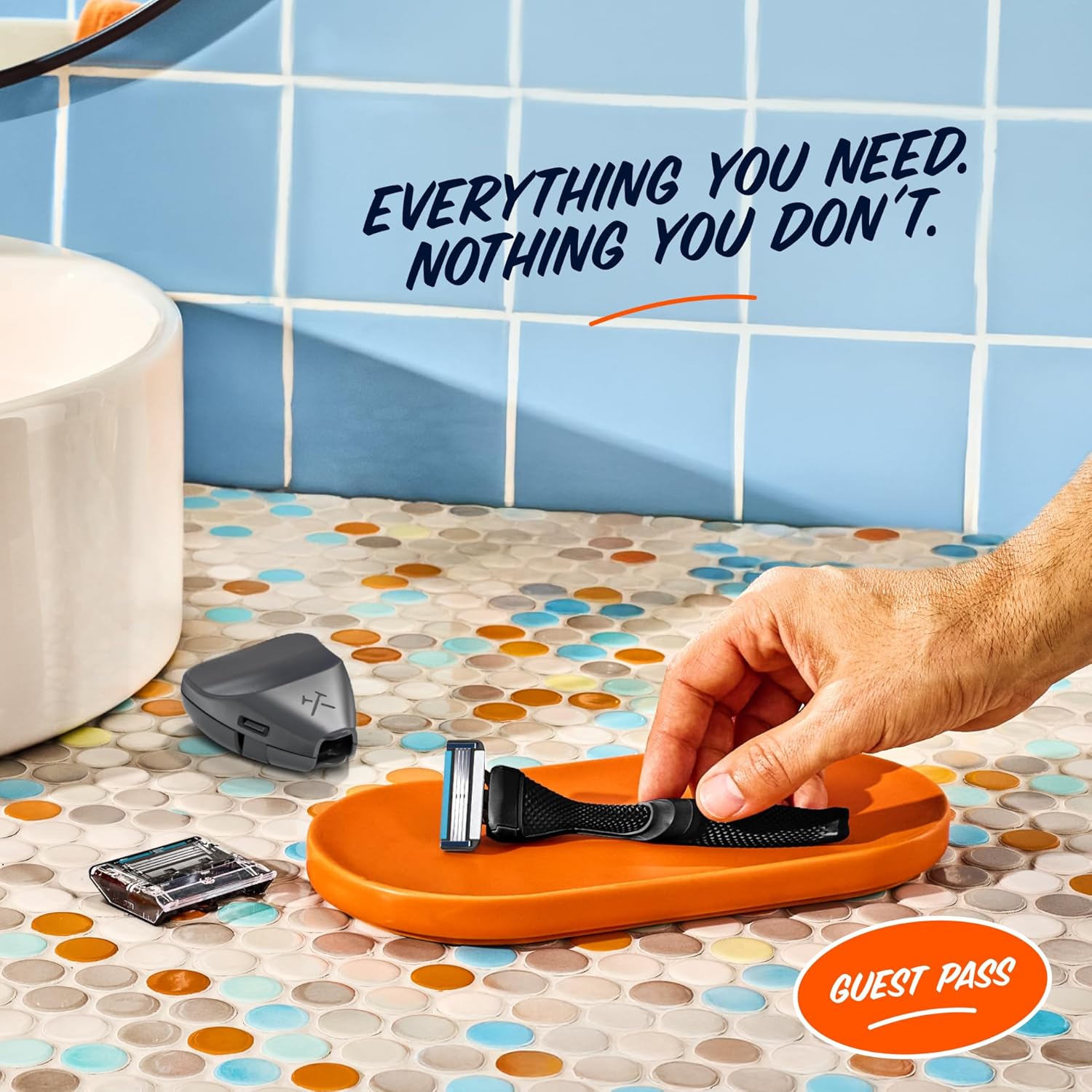 Dollar Shave Club | The Guest Pass Shave Set | 2 Swift Rinse Refill Cartridges, 1 Handle (Black), 1 Razor Cover, Razors for Men