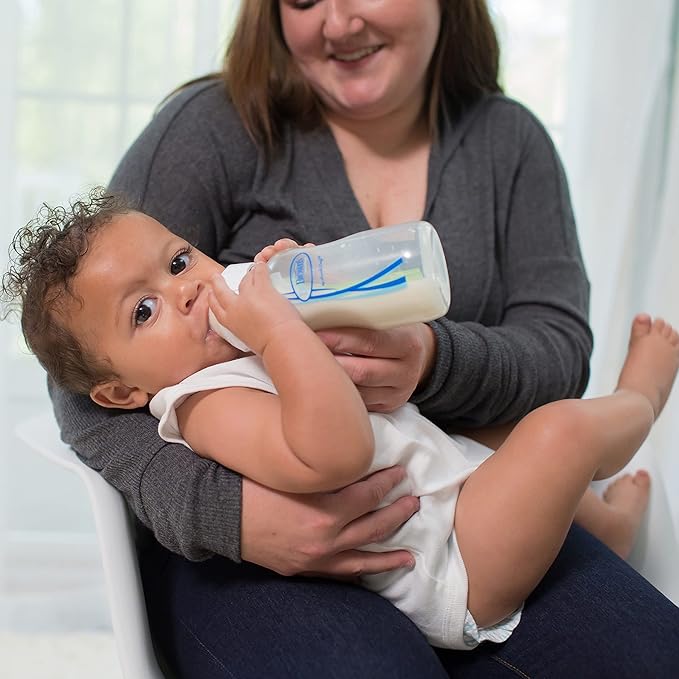 Dr. Brown's Natural Flow Anti-Colic Options+ Wide-Neck Baby Bottles 9 oz/270 mL,with Level 1 Slow Flow Nipple,4 Count,0m+-BubblyBeeBaby