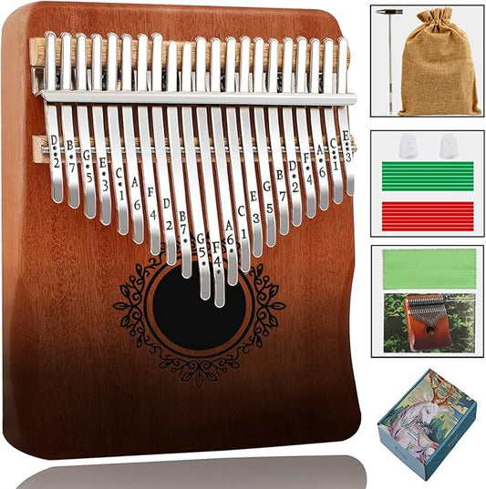 Kalimba 21 Keys Thumb Piano, Easy To Learn Portable Kalimba Thumb Piano With Beautiful Hard Packing Box, Gifts For Kids,Adult,Beginners,Professional-BubblyBeeBaby