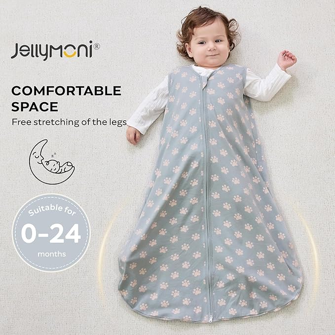 JELLYMONI Baby Sleep Sack 0-6 Months Wearable Blanket for Baby, 100% Cotton 2 Pack Infant Toddler Sleeping Sack Lightweight Soft 2-Way Zipper Sleepsack-BubblyBeeBaby