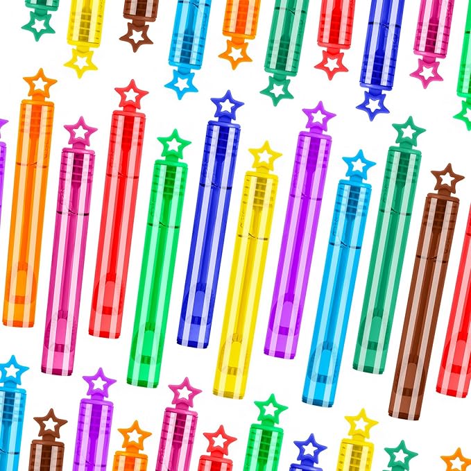 140 Pack Mini Bubble Wands for Kids, 10 Colors Bulk Bubble Wand with Star Top, Perfect for Birthday, Carnival Prize,Party Favors, Wedding, Summer Outdoor Toys,Goody Bags Stuffer Bubbles-BubblyBeeBaby