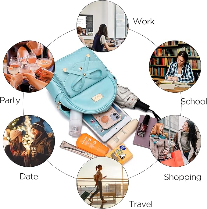 I IHAYNER Girls Bowknot Cute Leather Backpack Mini Backpack Purse for Women-BubblyBeeBaby