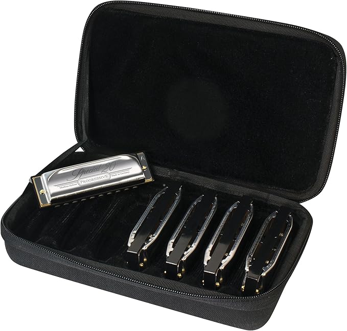 Hohner Special 20 Harmonica - Keys of G, A, C, D, E Bundle with Case, Zip Pouch, Key Stickers, Manual and Austin Bazaar Polishing Cloth-BubblyBeeBaby