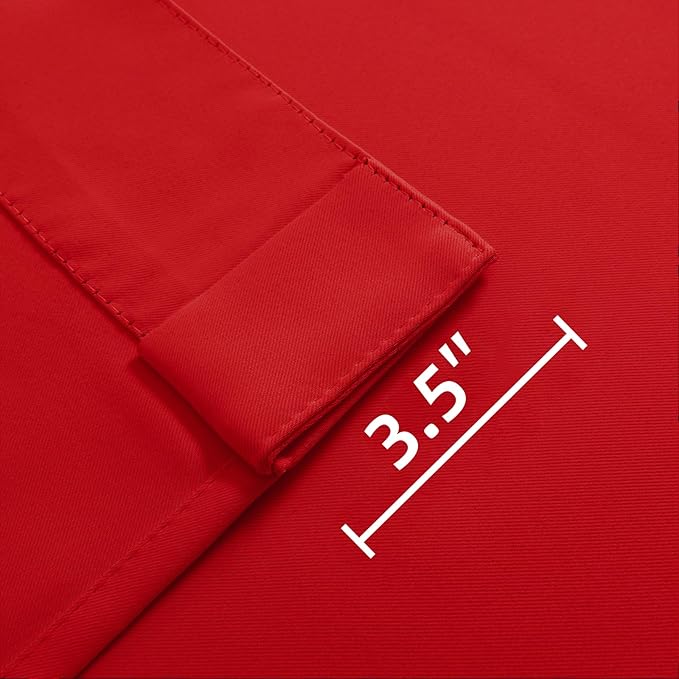 Joydeco Blackout Curtains 108 Inches Long, Thermal Insulated Black Out Curtains 2 Panels Set, Room Darkening Drapes for Living Room Window Rod Pocket Back Tab (W52 x L108 Inch, Red)-BubblyBeeBaby