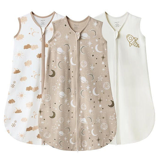JELLYMONI Baby Sleep Sack 0-6 Months Wearable Blanket for Baby, 100% Cotton 2 Pack Infant Toddler Sleeping Sack Lightweight Soft 2-Way Zipper Sleepsack-BubblyBeeBaby