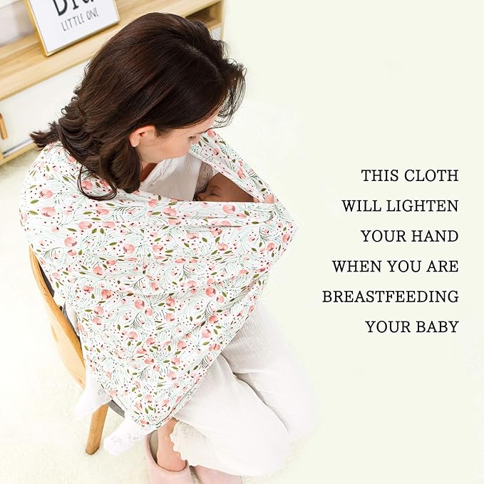 Stretchy Baby Car Seat Covers for Newborns, Infant Car Canopy Extra Soft and Stretchy Nursing Covers for Moms (Flowers)-BubblyBeeBaby