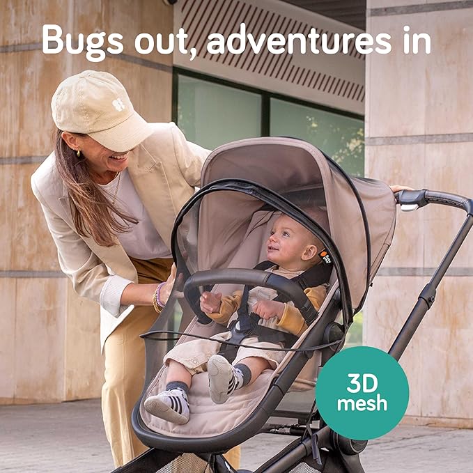 Baby Uma Baby Mosquito Net for Stroller - Universal Stroller Mosquito Net Cover, Breathable & Tear-Resistant 3D Mesh Insect Netting with Zip-up Window (+ Travel Bag)-BubblyBeeBaby