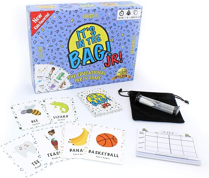 It's in The Bag! Jr. - A Charades Game for Kids and Family! - Interactive Picture Charades Board Games for Family Night, Board Games for Kids 4-6/6-8/8-12 - Games for Family Game Night with Kids-BubblyBeeBaby