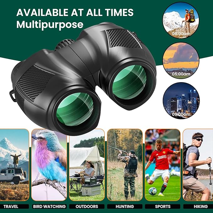 12x30 Compact Binoculars for Adults and Kids, High Power Lightweight Small Binoculars with Phone Adapter for Cruise Ship Hiking Bird Watching Sports Safari Viewing Football Sports Concert-BubblyBeeBaby