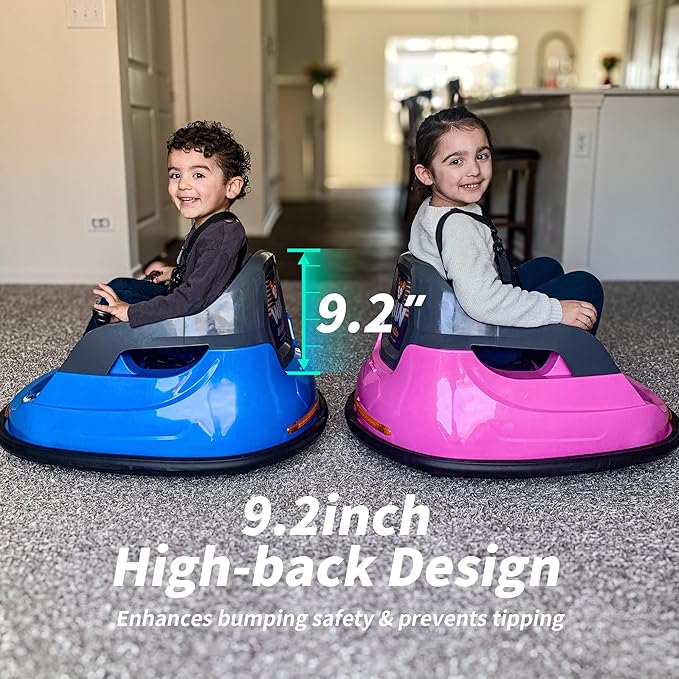 12V Kids Bumper Car, Electric Baby Bumper Car for Toddlers with Remote Control, 3 Speeds - Pink-BubblyBeeBaby