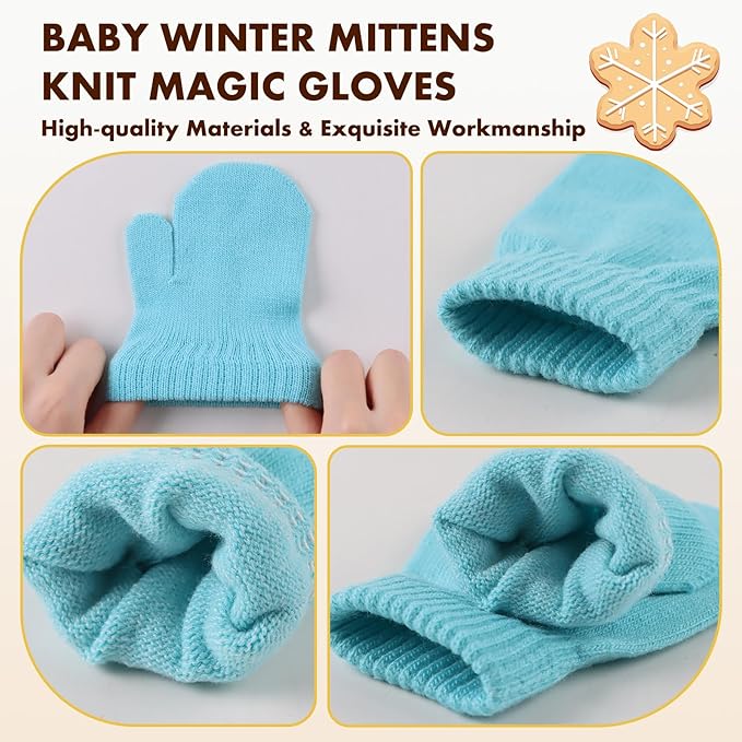 Baby Winter Mittens Toddler Stretch Knit Gloves Magic Warm Glove for Baby Boys Girls-BubblyBeeBaby