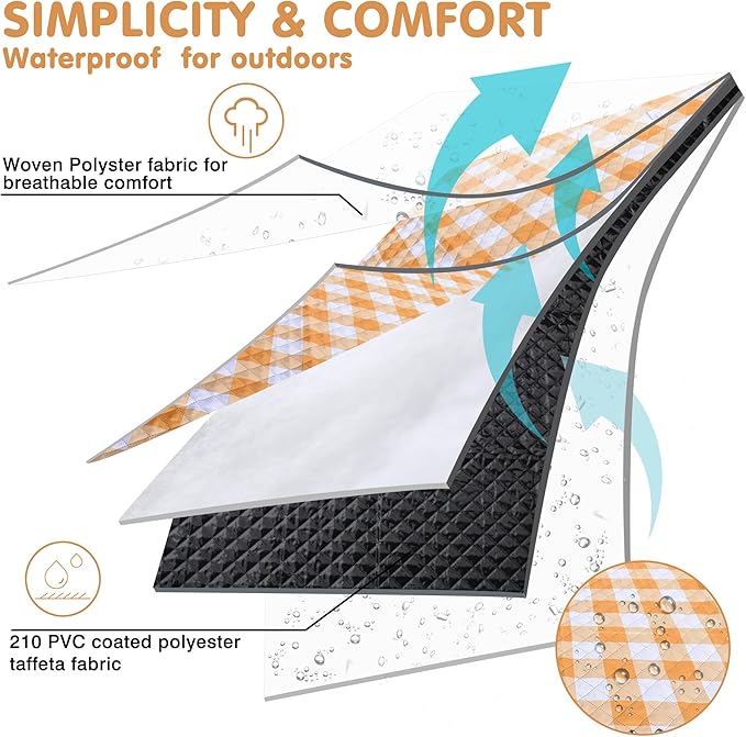 HX&OD Outdoor Picnic Blanket, Extra Large, 80''x60'' Waterproof Foldable Blankets Gingham Picnic Mat for Beach, Camping Grass Lawn Park Accessories Cute Couple Ideas Wedding (Yellow, 80”x60”)-BubblyBeeBaby