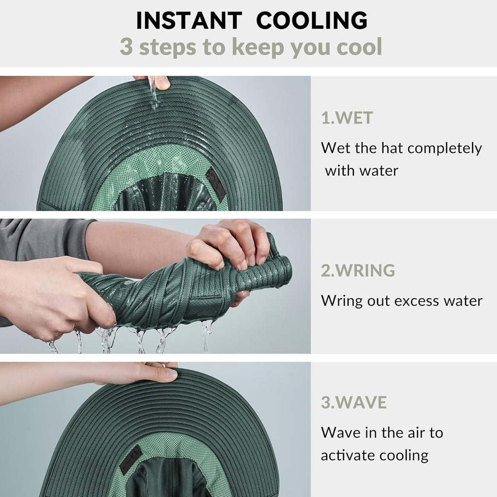 Sukeen Cooling Sun Hat for Men Women UPF50+ Wide Brim Fishing Hat with Neck Flap Adjustable Foldable Bucket Hat for Hiking