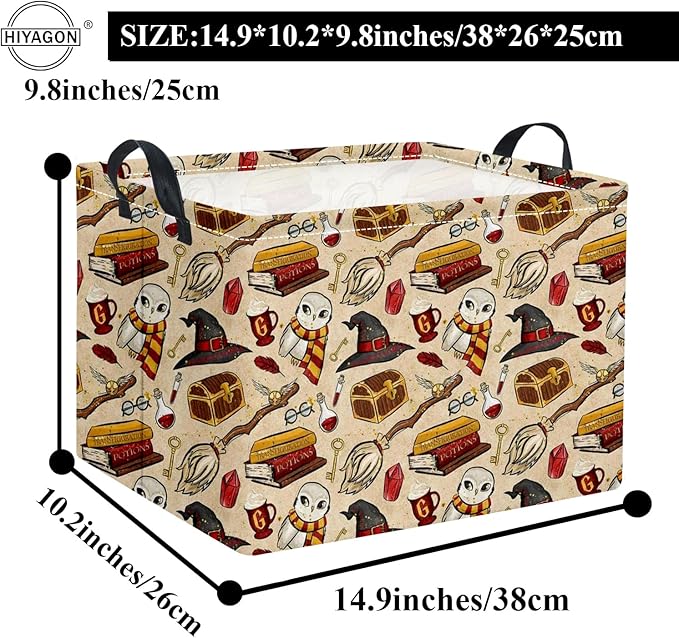 HIYAGON Rectangular Halloween Basket for Boys and Girls Kids Trick or Treat Pumpkin Basket for Halloween Parties Cute Storage Bin Organizer Box Room Decor(Magic)-BubblyBeeBaby