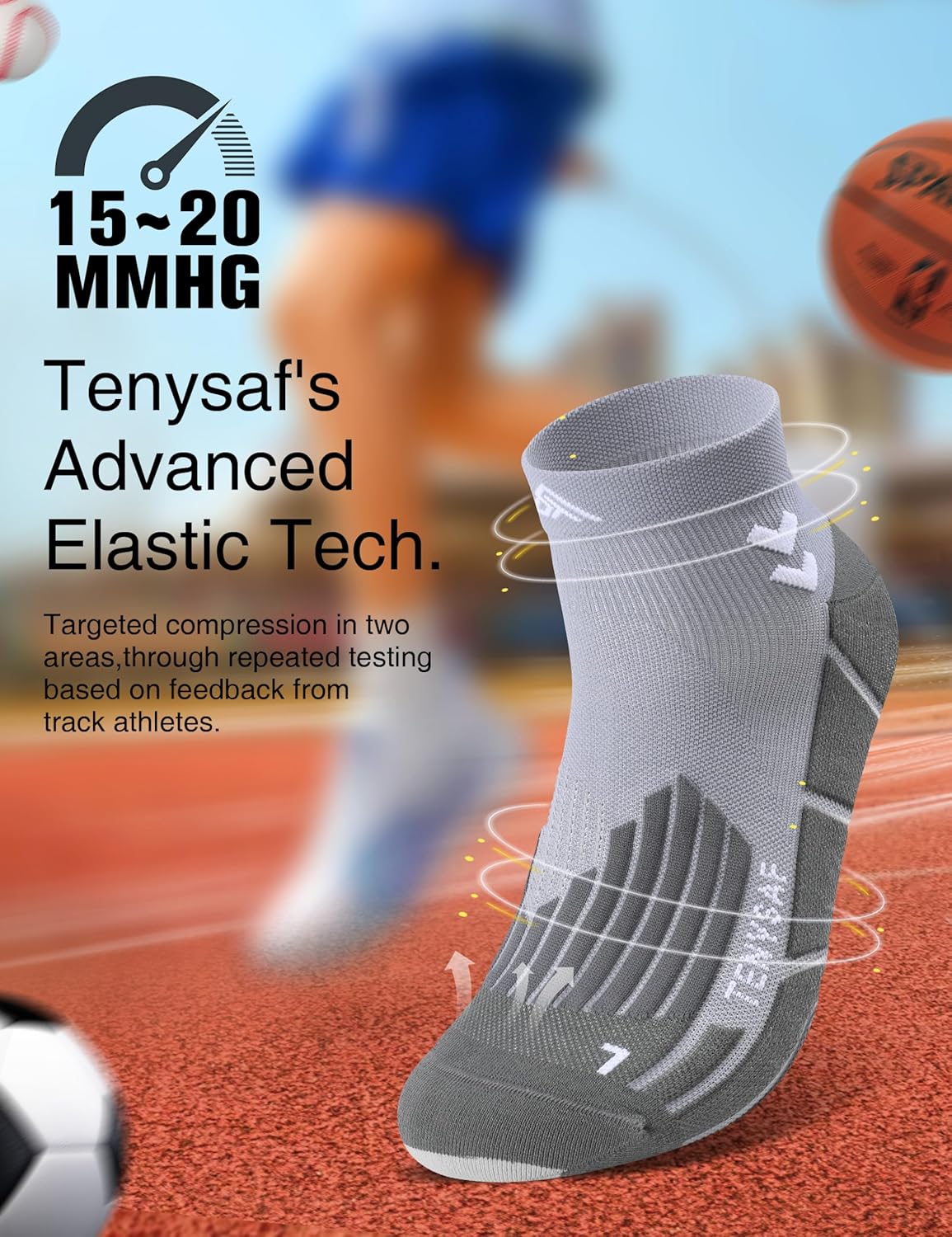 Compression Sport Running Socks: Athletic Socks for Men Women with Cushion,3 Pairs Work Hiking Basketball Ankle Socks