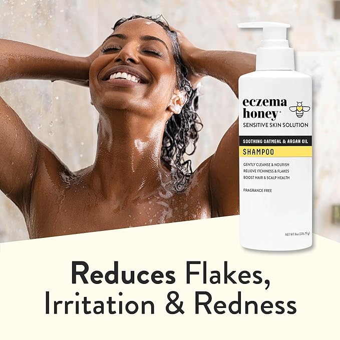ECZEMA HONEY Nourishing Shampoo - Helps with Psoriasis, Dermatitis, & Flaking - Daily Dandruff Shampoo & Scalp Care - Itchy Scalp Treatment for Men, Women & Kids (8 Oz)-BubblyBeeBaby