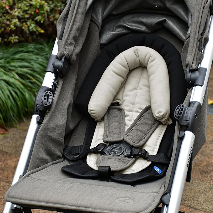 COOLBEBE Upgraded 2-in-1 Babybody Supports for Newborn Infant - Extra Soft Breathable Car Seat Insert Cushion Pad, Perfect for Carseat, Stroller, Swing, Bouncer Black-BubblyBeeBaby