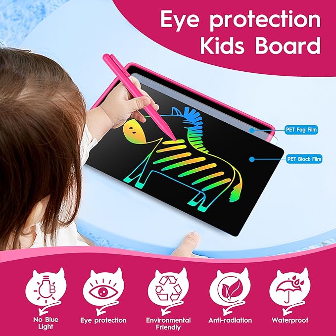 20 Inch LCD Writing Tablet for Kids, Children's Art Toys, Educational and Learning Drawing Kits, Birthday and Christmas Gifts for Boys and Girs Aged 3-12+, Pink-BubblyBeeBaby