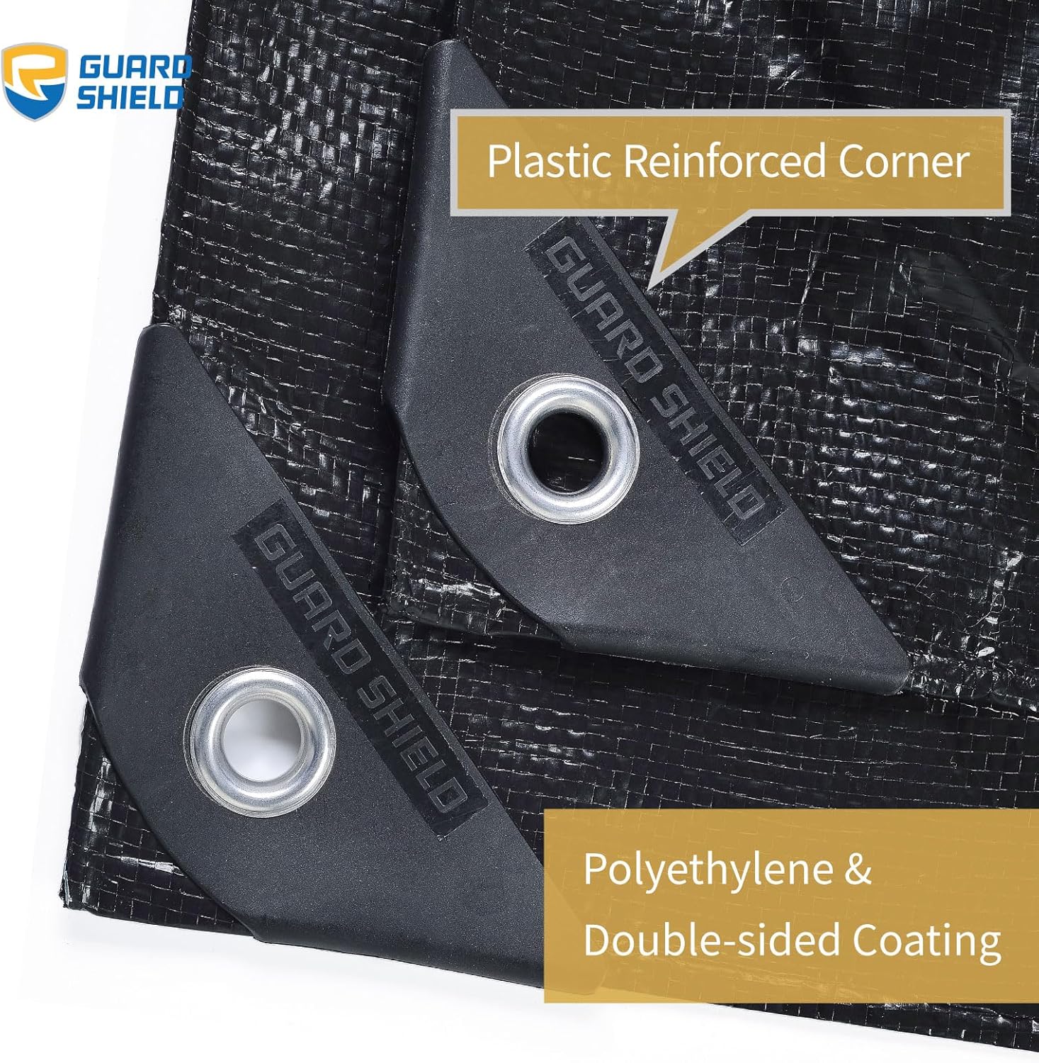 GUARD SHIELD Black Tarp 6x8 Feet Waterproof Tarps Lightweight Camping Tarp Outdoor Multi Purpose Poly Cover 6mil