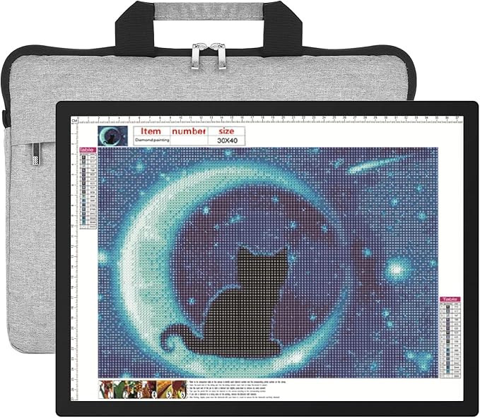 HIUKCOLED A3 Built-in Tilt Stand Light Tracing Box with Carry Bag, 3 Colors/Stepless Dimmable/6-level Brightness Adjustable, Battery Powered LED Light Board for Drawing,Diamond Painting,Sketching-BubblyBeeBaby