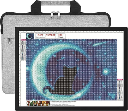 HIUKCOLED A3 Built-in Tilt Stand Light Tracing Box with Carry Bag, 3 Colors/Stepless Dimmable/6-level Brightness Adjustable, Battery Powered LED Light Board for Drawing,Diamond Painting,Sketching-BubblyBeeBaby