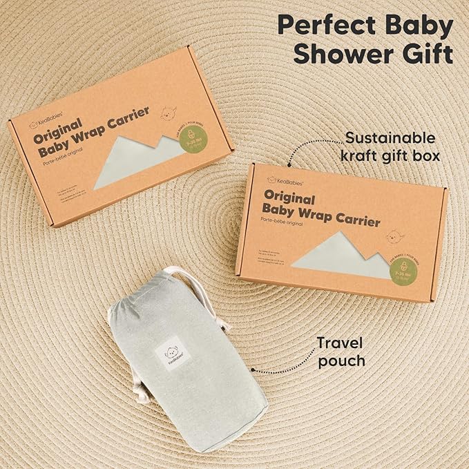 KeaBabies Baby Wrap Carrier - All in 1 Original Baby Carrier Newborn to Toddler Sling, Easy to Wear, Hands Free Bonding, Lightweight, Breathable Infant Wraps (Rhino Gray)-BubblyBeeBaby