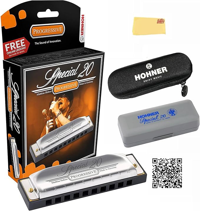 Hohner Special 20 Harmonica - Key of E Bundle with Case, Pouch, Online Manual, and Austin Bazaar Polishing Cloth-BubblyBeeBaby