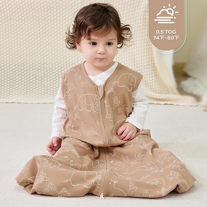 JELLYMONI Baby Sleep Sack 0-6 Months 0.5 Tog Wearable Blanket for Baby, 100% Cotton 3 Pack Infant Toddler Sleeping Sack Lightweight Soft 2-Way Zipper Sleepsack-BubblyBeeBaby