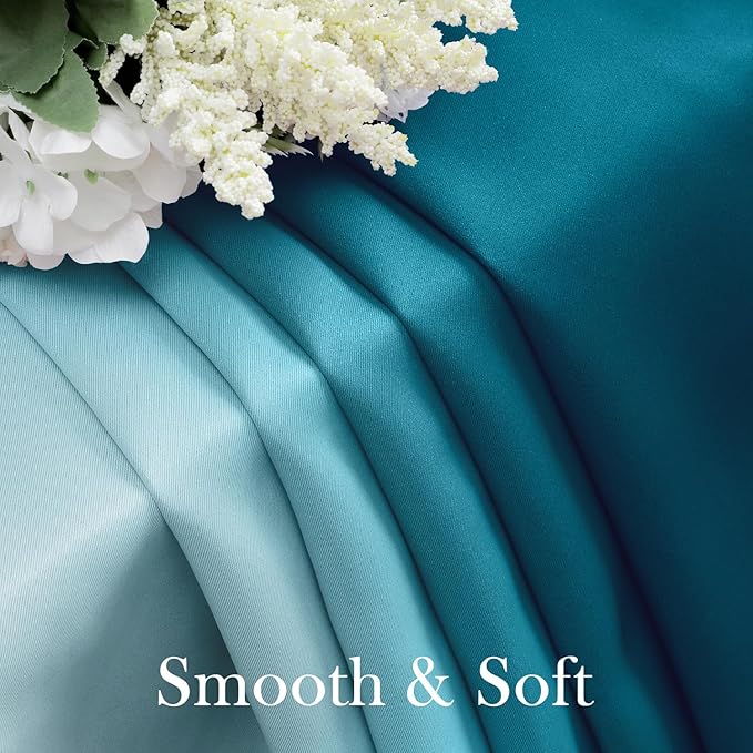 HOMEIDEAS Turquoise Ombre Blackout Curtains 52 X 84 Inch Length Gradient Room Darkening Thermal Insulated Energy Saving Grommet 2 Panels Window Drapes for Living Room, Bedroom-BubblyBeeBaby