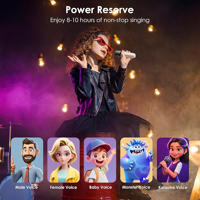 Karaoke Machine,Karaoke Machine with Lyrics Display,Portable Bluetooth 5.3 Karaoke Speaker with Upgraded Dual Speakers for Kids and Adults,with White Noise and Night Light Function-BubblyBeeBaby