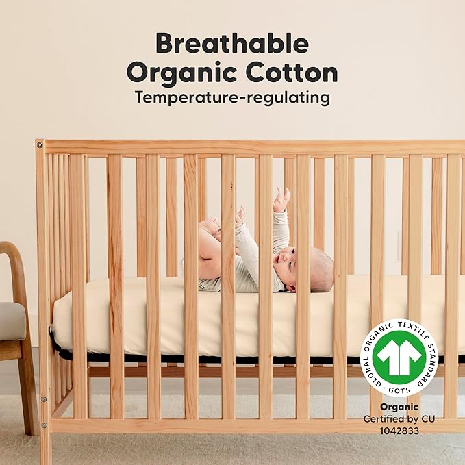 KeaBabies 2-Pack Organic Crib Sheets for Boys, Girls - 52x28 Fitted Crib Mattress Sheet Neutral, Breathable Jersey Cotton Cover for Baby Bed, Toddler Mattress, Soft & Cute Prints (Pecan)-BubblyBeeBaby