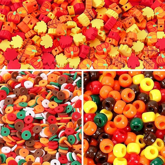 2480pcs Thanksgiving Fall Polymer Clay Beads Charms Friendship Bracelet Necklace Earring Jewelry Making kit, Accessories for Arts Crafts DIY Gifts for Women Girls-BubblyBeeBaby
