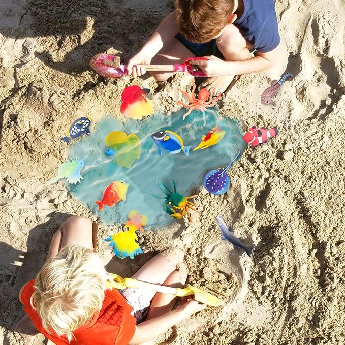 10 Pcs Fish Animal Figure Bath Toys, Sea Animal Color Changing Toys, Sea Creatures for Kids 3 Years and up, for Themed Parties, Cake Topper, Kids Easter Basket-BubblyBeeBaby