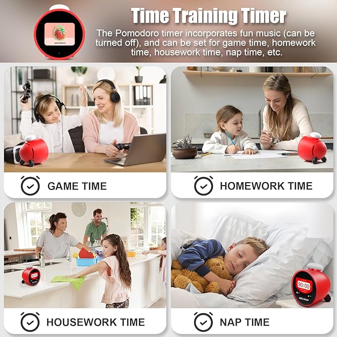 Kids Alarm Clock, Ok to Wake Clock for Kids, Sleep Trainer Clock for Toddler, Adorable Digital Alarm Clock, AI Voice Clock with Chat and 12 White Noise Sound Machine, Time Management Gift for Children-BubblyBeeBaby