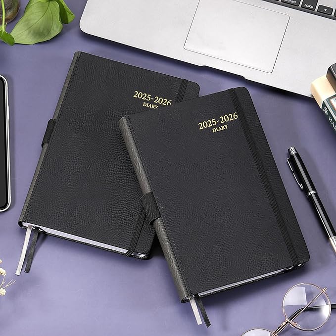 2025-2026 Appointment Book & Planner - Jul 2025 - Jun 2026, Daily Hourly Planner, 5.75" X 8.25", 60-Minute Interval, Faux Soft Leather Cover, Premium Paper, Academic Calendar, Pen Holder, Inner Pocket-BubblyBeeBaby