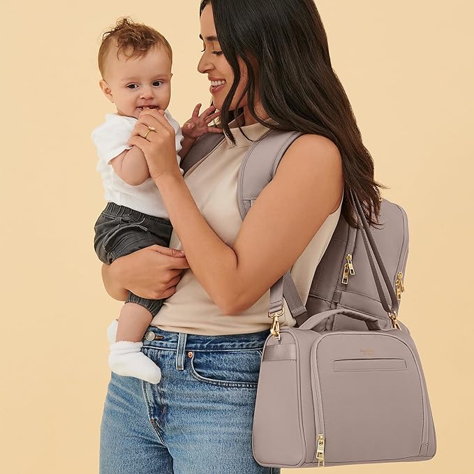 JuJuBe New Insulated Bottle Bag, Breastmilk Storage Bag for Baby Bottles, Insulated Waterproof Lunch Bag or Cooler Bag for Nursing, Milk, Food, Baby Formula, Snacks, Daycare, Taupe, Mother's Day Gift-BubblyBeeBaby