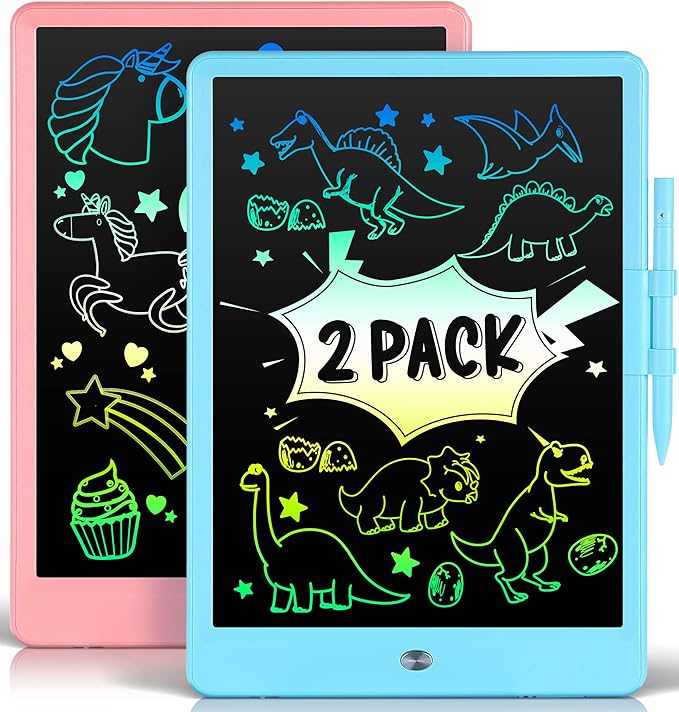 2 Pack LCD Writing Tablet for Kids Doodle Board 10 Inch, Electronic Drawing Tablet Drawing Pads, LEYAOYAO Drawing Board Learning Educational Toddler Toy - Gift for 3-6 Years Old Boys Girls-BubblyBeeBaby