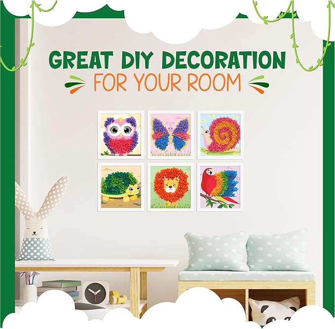 jackinthebox Poke Poke Art – Animals Theme, Mess-Free Fabric Art and Craft, Flower Pressing Kits, Gift for Kids, Girl Gifts, Boy Gift, Toys for Girls and Boys Ages 4 5 6 7 8-BubblyBeeBaby