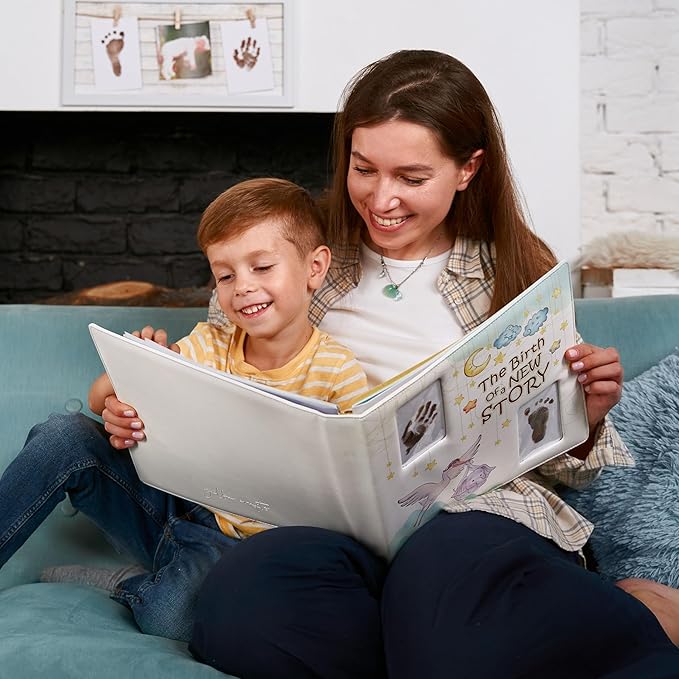 Keepsake Baby Memory Book Girl Boy – Timeless Leather-Bound Baby Milestone Book – Baby Book Keepsake Record First 5 Years – Gender Neutral Baby Scrapbook Album, Baby Album Journal Registry Search Gift-BubblyBeeBaby