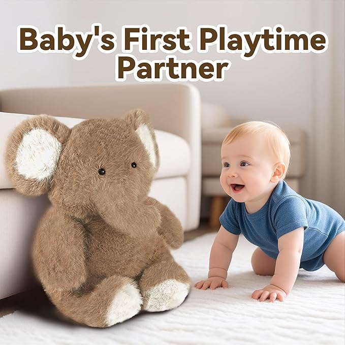 iPlay, iLearn Elephant Stuffed Animal, Soft Baby Plush Elephant Toy, Infant 18" Big Cute Fluffy Animal Toy, Ultra Soft Nursery Bedtime Huggable Birthday Gifts for Toddlers Girls Boys Kids Age 0 and up-BubblyBeeBaby