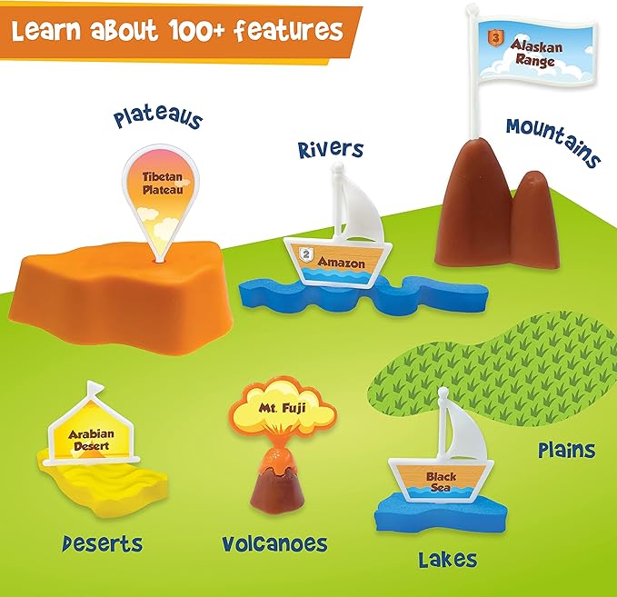 Imagimake Mapology Physical Features | World Map for Kids | 3D Puzzles for Ages 8-10 | Educational Toys for Kids 8-12 | Gifts for Boys & Girls 8-12 | Building Toys Gift for Birthday and Christmas-BubblyBeeBaby