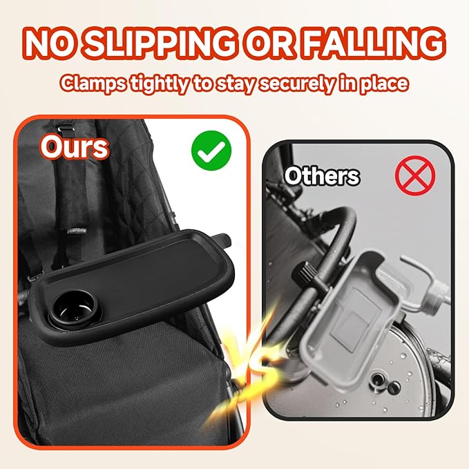 Snack Tray Compatible with Nuna Strollers, Stroller Tray Attachment Fits for Nuna, Stroller Trays with Cup Holder, Strollers Cup Holder, Easy to Install, Ideal for Strollers Accessories-BubblyBeeBaby