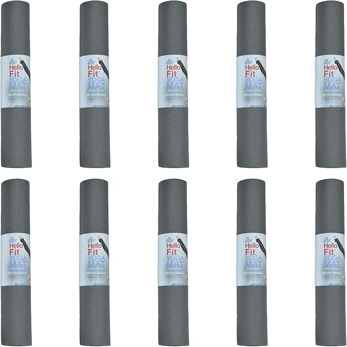 Hello Fit 10-Pack Yoga Mat, 68" x 24" Non Slip Exercise Mat, 4mm Thick Gym Mat for Fitness and Stretching, Bulk Non Toxic Yoga Mats for Schools and Studios-BubblyBeeBaby