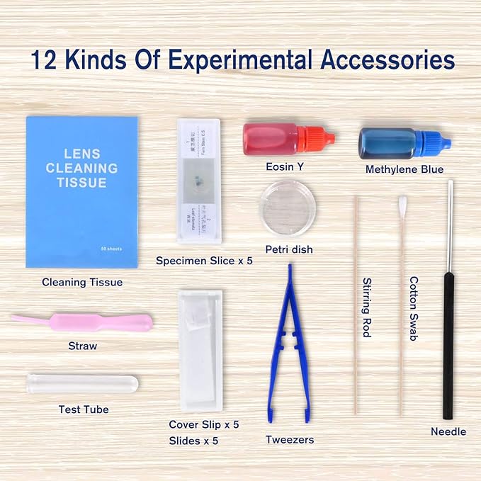 HSL Microscope for Kids,40X-2000X monocular Microscopes for Adults Students Beginner with LAD Set,Dual LED Phone Adapter Powerful Biological Microscopes for School Boys Girls Home Education Laboratory-BubblyBeeBaby