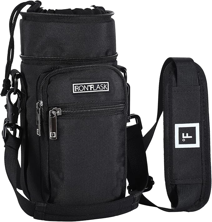 IRON °FLASK Carrier, Holder, Sleeve - Fits Insulated Stainless Steel Sports Water Bottle, Adjustable Shoulder Strap, Holder Bag Case Pouch Cover-BubblyBeeBaby