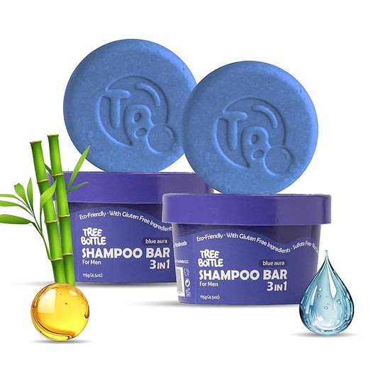 Argan Oil + Bamboo Extract 3-in-1 Shampoo Bar for Men - For Hair, Beard & Body - Deep Clean, Nourishing & Frizz Control - Natural, Paraben & Sulfate-Free - Made in USA - 4.5oz (Pack of 2)-BubblyBeeBaby