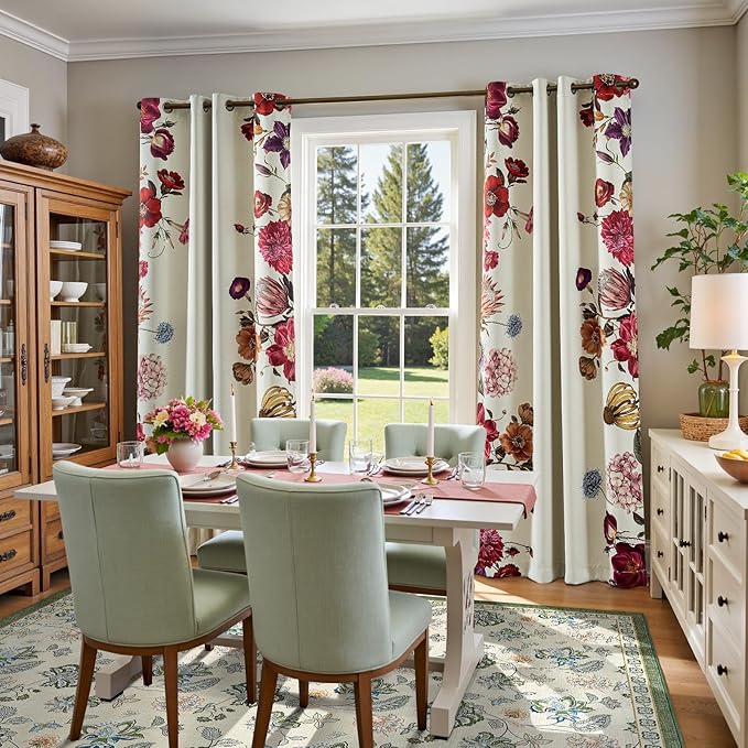 jinchan 8x10 Floral Rug for Living Room Washable Bedroom Rug Vintage Romance Design Non Slip Thin Indoor Floor Cover Large Low-Profile Throw Carpet for Dining Room Office, Green/Beige-BubblyBeeBaby