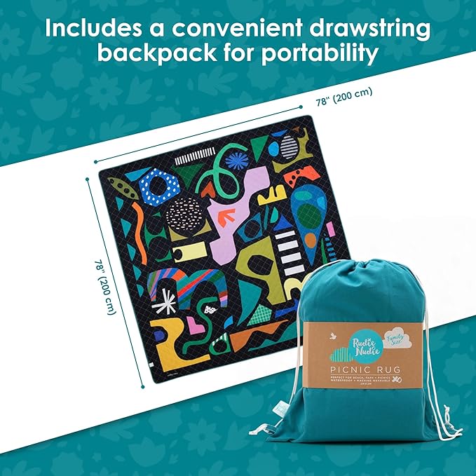 Jumbo Picnic Rug, Large Picnic Mat, 6'7" x 6'7", Outdoor Waterproof Picnic Blanket Beach Mat, Foldable & Waterproof, Picnic Blankets Ideal for Beach & Park, Outdoor Blanket, Rock Candy-BubblyBeeBaby